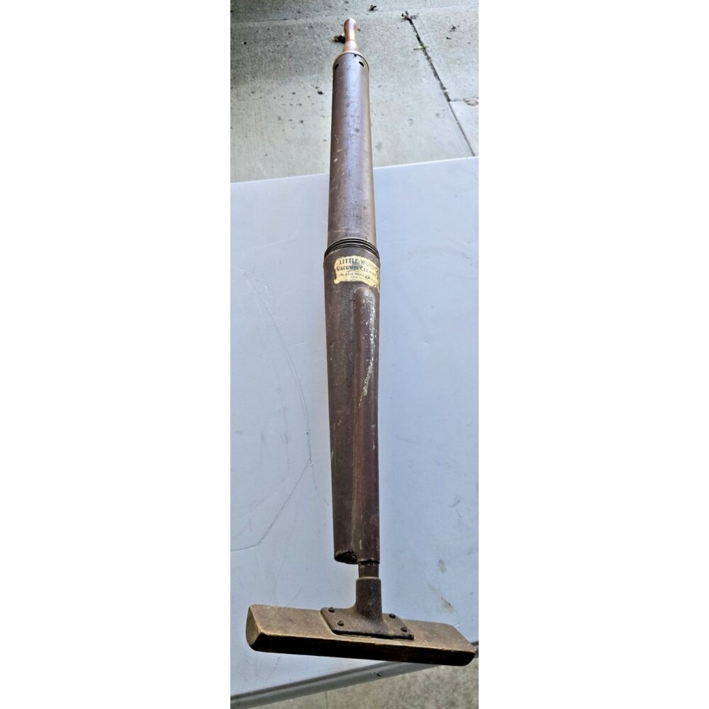 Little Wonder Antique Wood and Metal Hand Vacuum Cleaner Wooden Handle NICE!!!